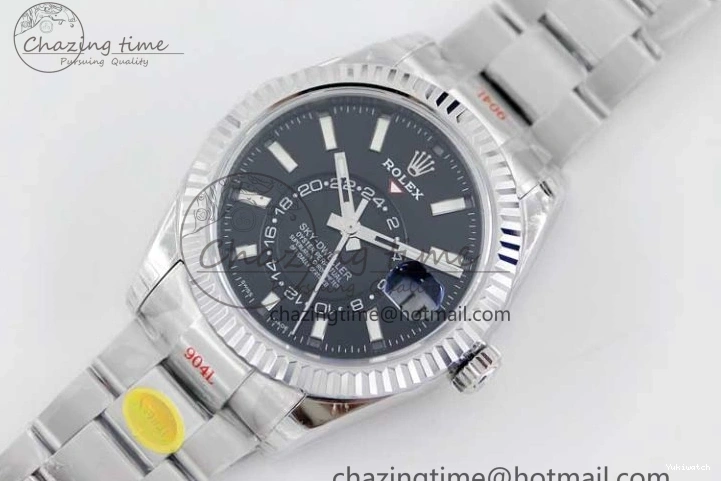 to Best 1:1 Noob 23J Black Dial 326934 on SS Bracelet 904L Sky-Dweller SS Asian 9001 Edition 0705